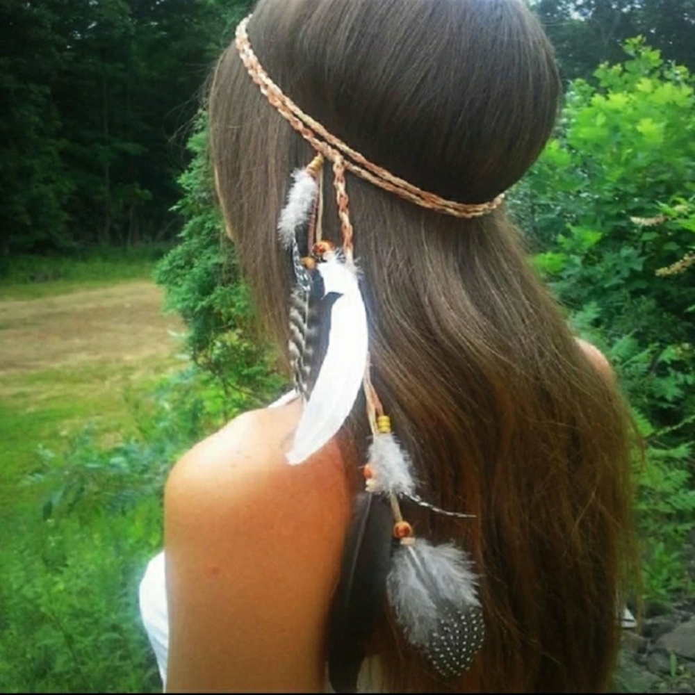 boho feathered headband